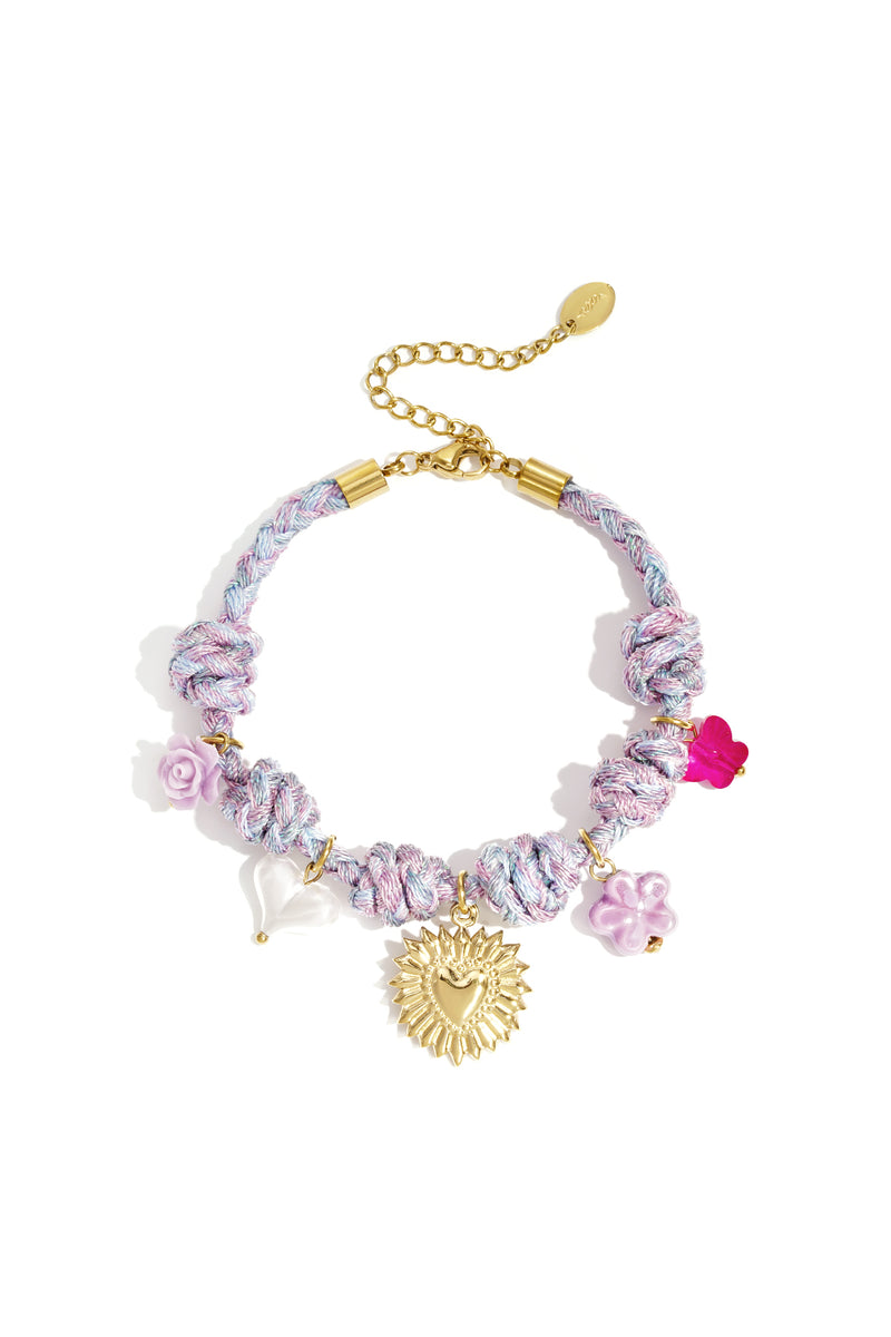 Braccialetti con ciondoli in corda, serie Heart Sweet Daily Romantic, gioielli da donna
