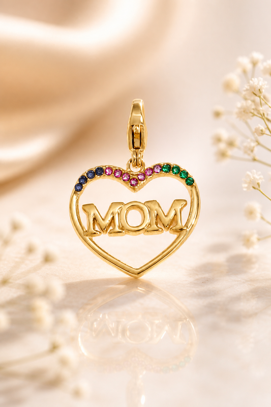 Ciondolo cuore per per la mamma con pietre colorate