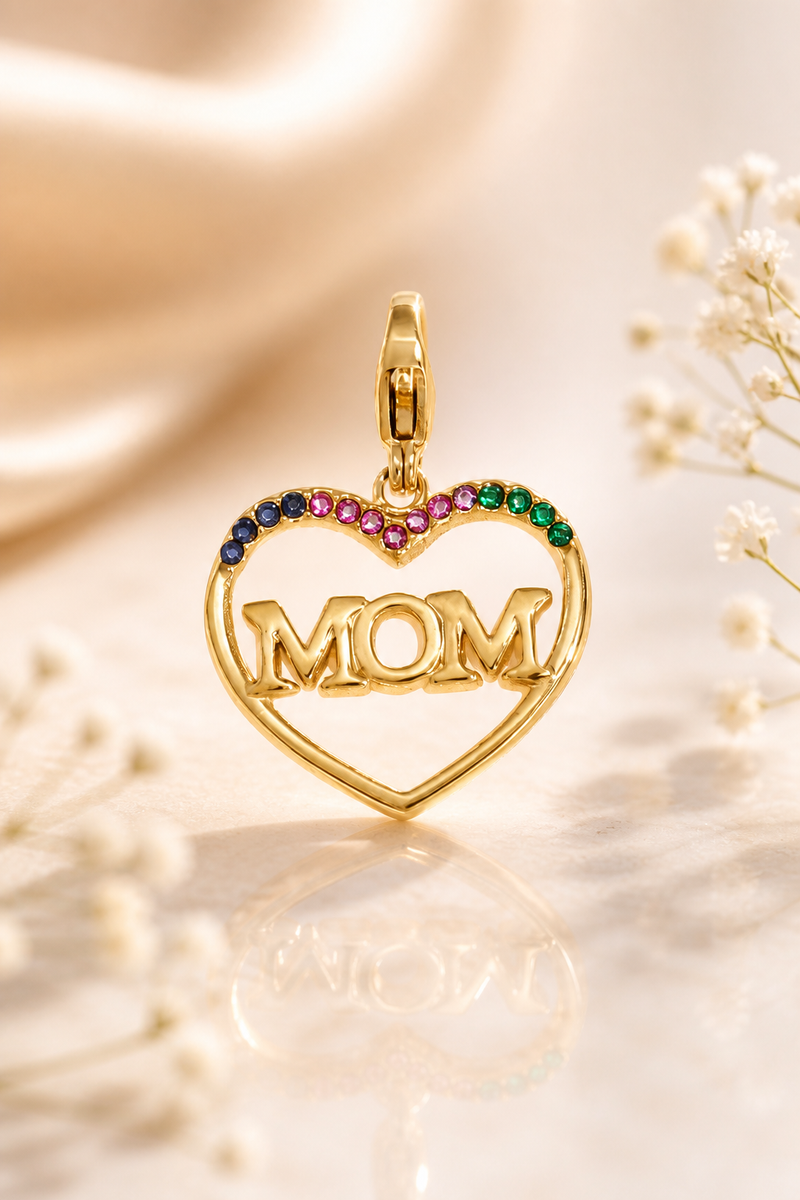 Ciondolo cuore per per la mamma con pietre colorate