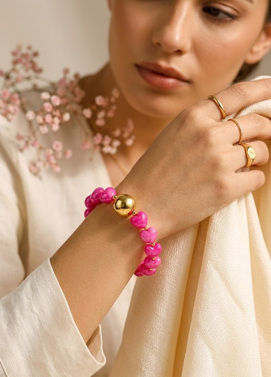 Bracciale con perline a forma di cuore