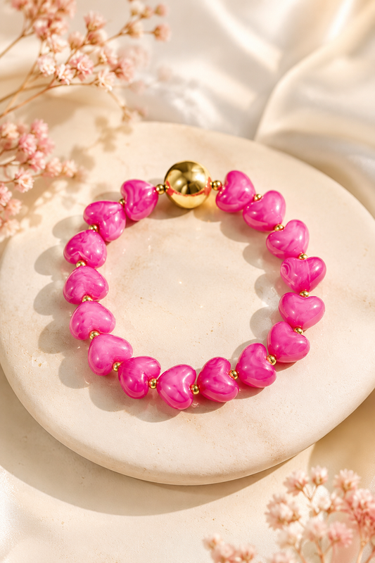 Bracciale con perline a forma di cuore