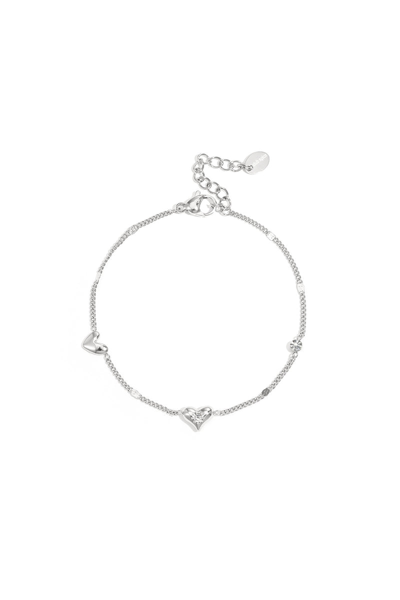 bracciale con motivo a cuore e pietra