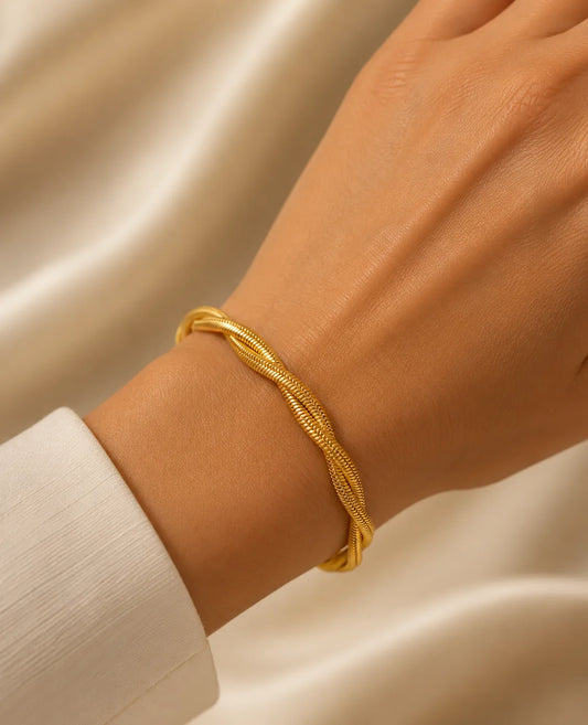 Bracciale Intrecciamo in acciaio Gold