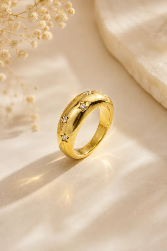 Anello fascia con zirconi costellazione
