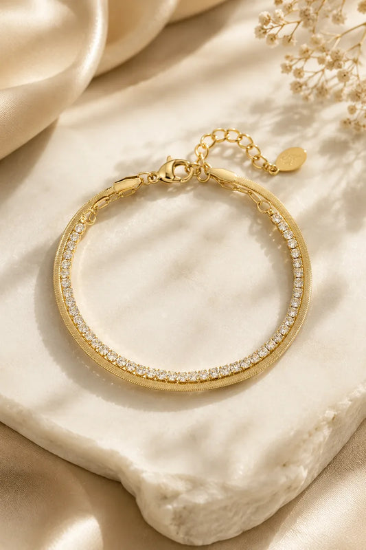 Bracciale doppio con zirconi