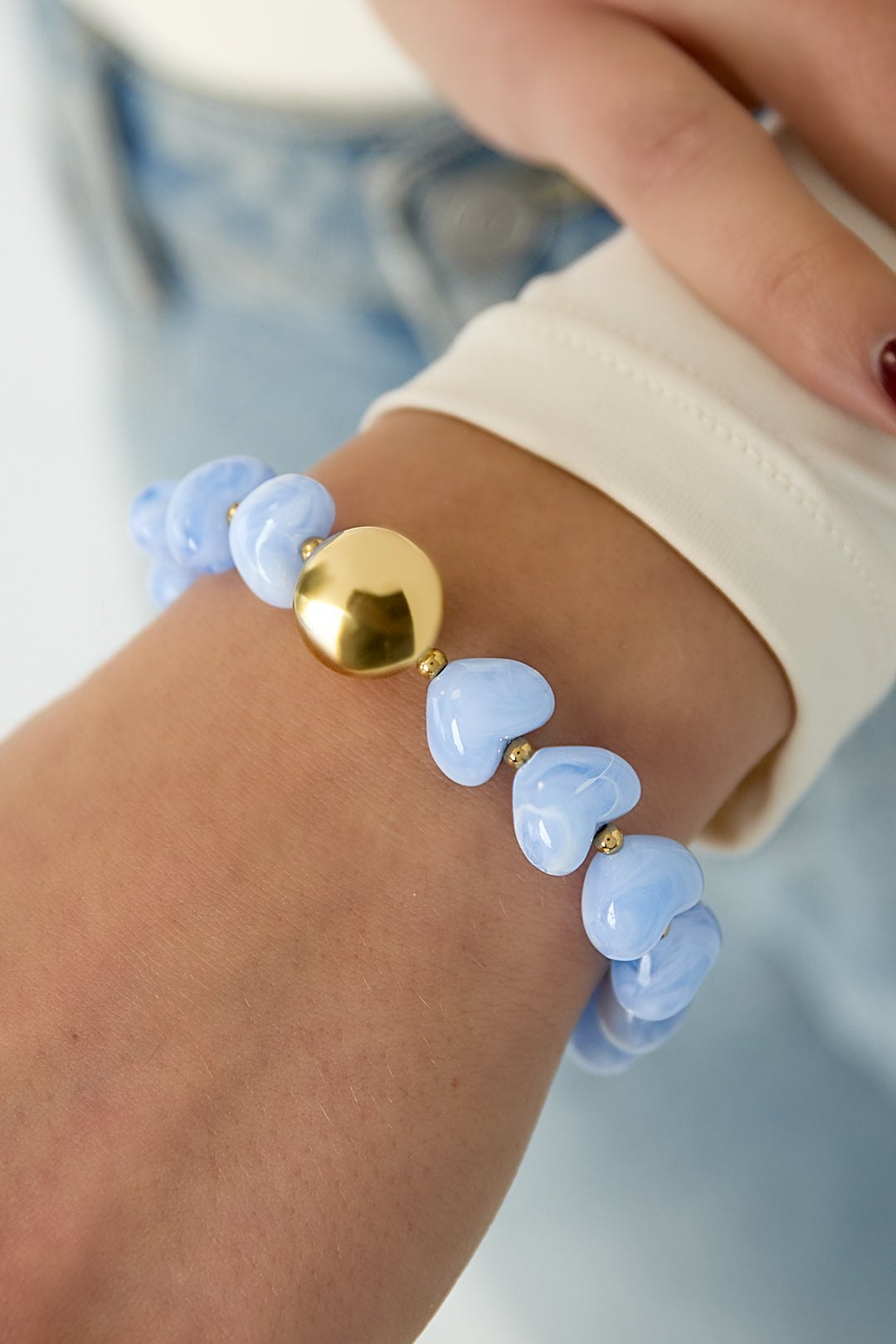 Bracciale con perline a forma di cuore