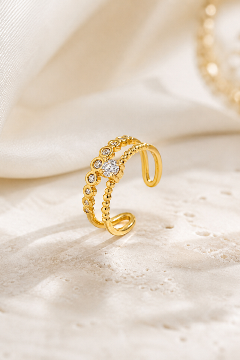 Anello doppio regolabile con pietre